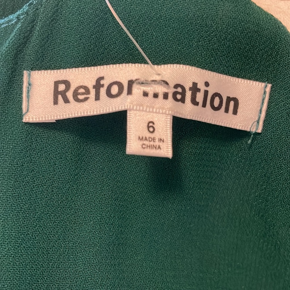 Reformation Green Emerald Twilight Square-Neck Crepe Midi Dress 6 - Picture 5 of 11